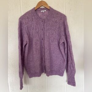 Claire Biella Denmark Purple Mohair Wool Cardigan Size Medium NWOT